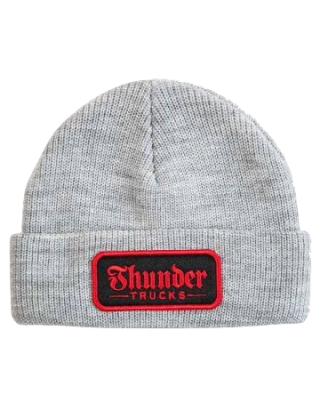 Thunder Script Patch Cuff Beanie - Heather/Black/Red