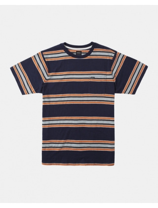 T-shirt de skateur Rvca Somedays Stripe SS Navy Marine Photo 1