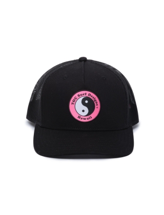 Kappe T&C SURF DESIGNS YY TRUCKER CAP - BLACK BLACK PINK Photo 1